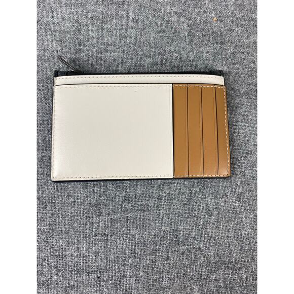 COACH CR407 Zip Card Case Colorblock Signature Wallet Charcoal/SaddleChk - Picture 1 of 10